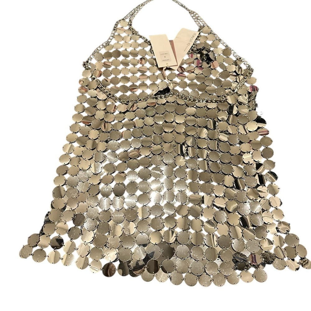 DA VEAMOR Silver Sequin Dress, NWT, size SMALL - Picture 8 of 13